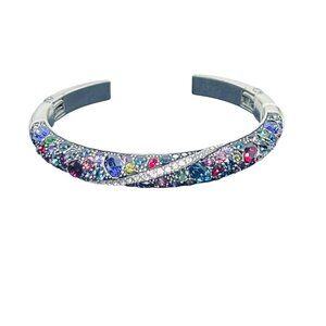 Brighton Trust Your Journey Silver Tone Double Hinged Cuff Bracelet (5942)